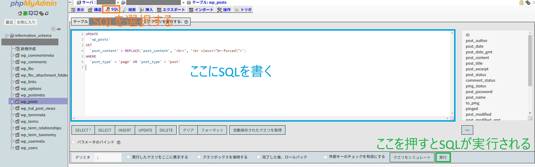 SQL実行